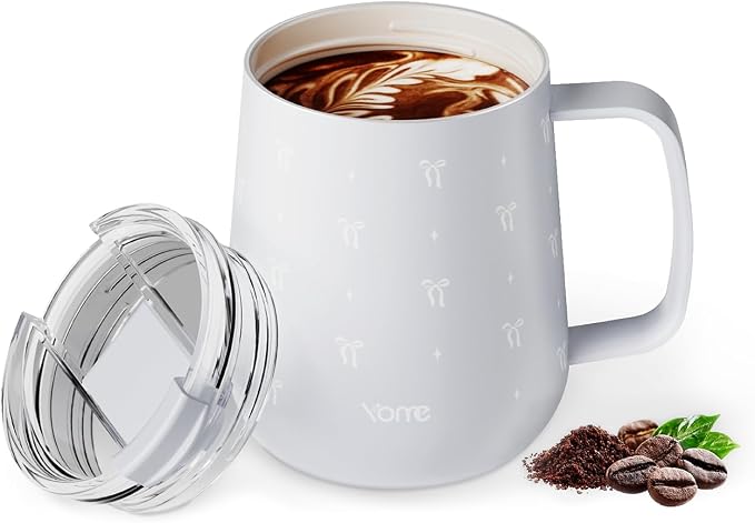 YOME 10oz Bow Grey Insulated Coffee Mug by KEEPCOOLSTAYYOU