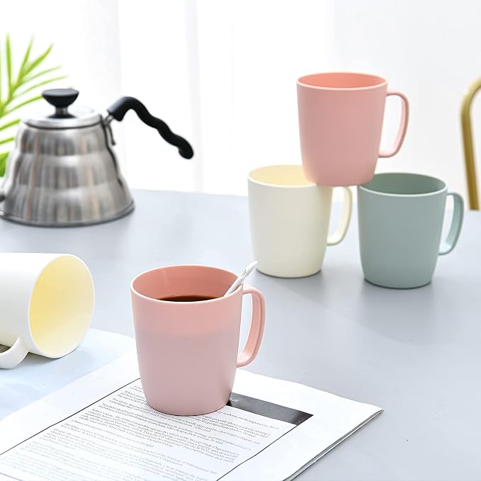 Coffee Mugs Set of 5, 10 Ounce, 3 Basic Colors | Unbreakable Plastic Coffee - Image 7