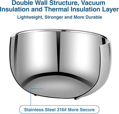 16.9 Fl Oz Ice Cream Bowl,Stainless Steel 316# Insulated Double Wall Vacuum Soup Bowl, Set of 2