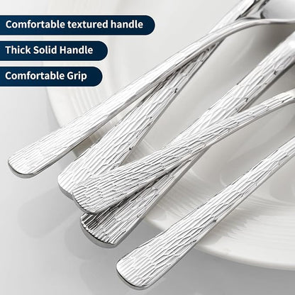 Black Hammered Silverware Set, Heavy Duty Flatware Set, 18/10 Stainless Steel - Image 5