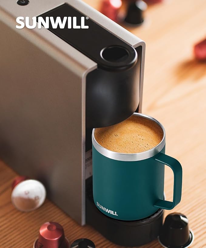 SUNWILL Travel Coffee Mug with Lid, Insulated Cup with Handle, 14 oz Stainless - Image 6