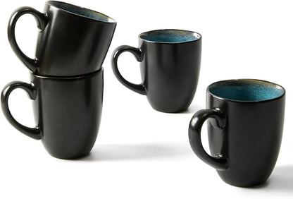 Pokini Coffee Mug 15 oz, Ceramic Coffee Mugs Set of 4, Reactive Glaze Mug by Pokini