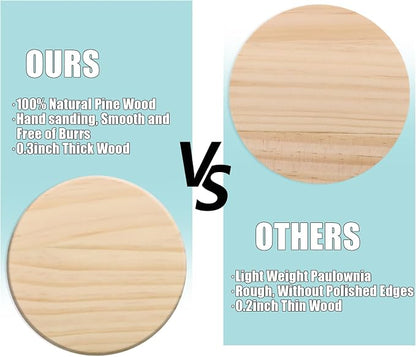 12 Pack 4 Inch Unfinished Round Wood Coasters - Image 5
