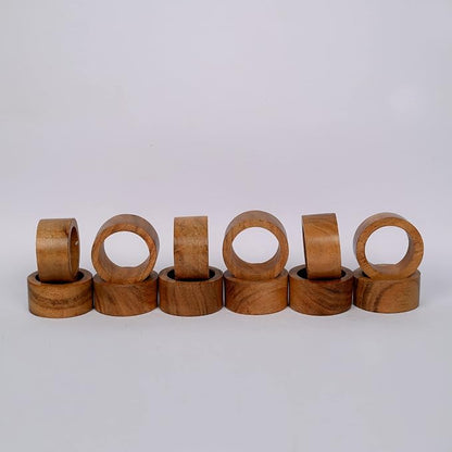 Handmade Acacia Wood Napkin Ring Set of 12 - Image 2