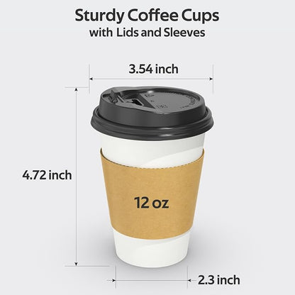 Dealusy 100 Pack 12 oz Disposable Coffee Cups - Image 2