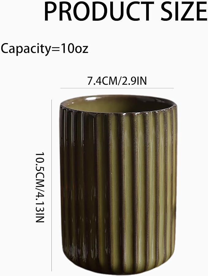 Vinitage Ceramic Mug, Japanese Tea Cup 10oz Striped Cup No Handle Drinking Cup - Image 2