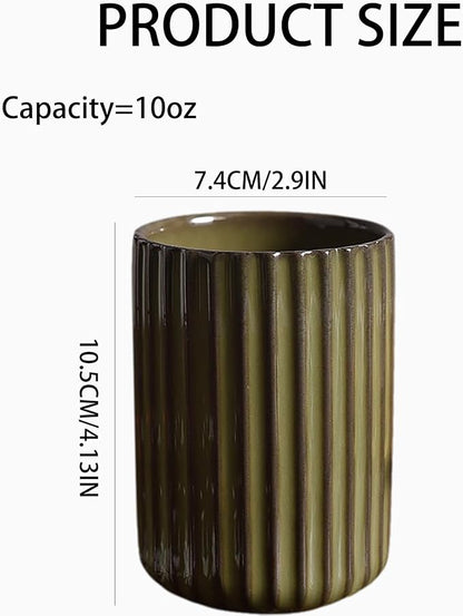 Vinitage Ceramic Mug, Japanese Tea Cup 10oz Striped Cup No Handle Drinking Cup - Image 2