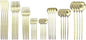 JASHII 32-Piece Tableware Set Stainless Steel Flatware Set with Coffee Spoon Long Handle Spoon Premium Cutlery Service for 4 Satin Finish Utensils for Home (Champagne gold)