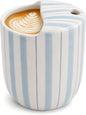Ceramic Mug with Sip Hole 10 oz Light Blue Striped Ceramic Coffee Mug Hand by Ferrochef