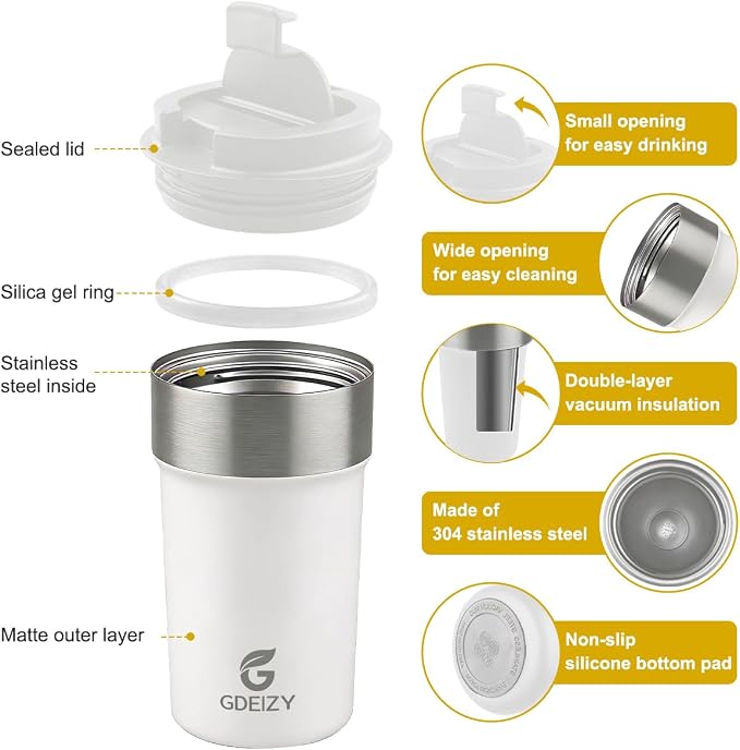 17oz Insulated Travel Coffee Mug, Stainless Steel Cup - Image 4