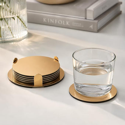 IKEA Glattis Coasters With Holder Brass Color 6 pack Size 3" 503.430.05 - Image 2