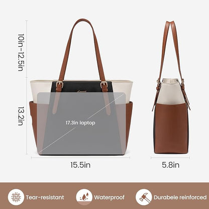 LOVEVOOK Laptop Tote Bag for Women, Leather Work Computer Briefcase Bag | Large - Image 5