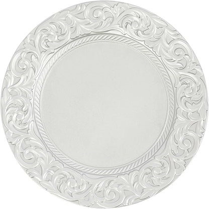 150 Pcs Charger Plates Set, Round Charger Plates, Reusable Serving Plates Embossed Rim Plastic Chargers Plate Decorative Round Plate Chargers for Dinner Plate Table Wedding Shower Decoration