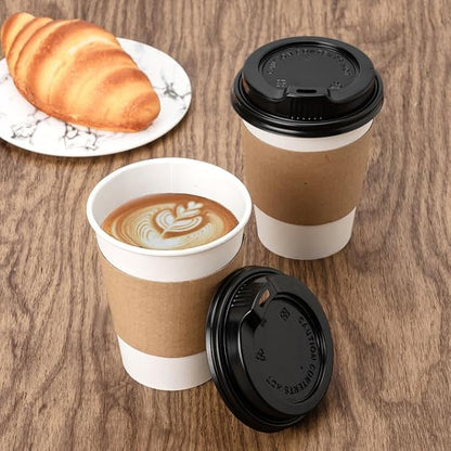 RACETOP 12 oz 100 Pack Disposable Paper Coffee Cups - Image 2