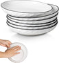 Yeacccng White Pasta Bowls Set of 6, 24oz Ceramic Salad Bowls, 8 inch Shallow by Yeacccng