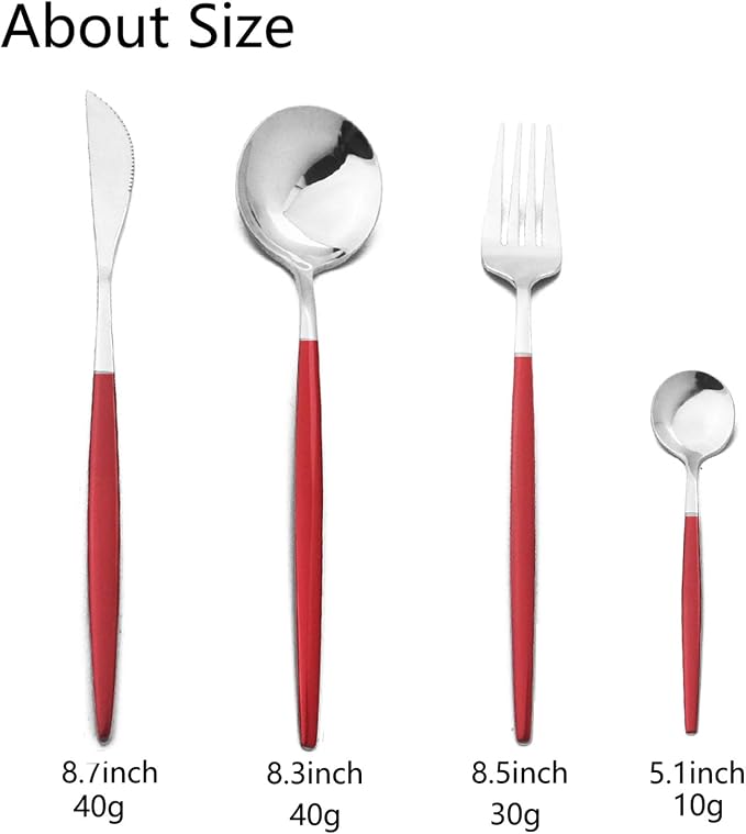 JASHII Flatware Serving Set 24 Piece, Stainless Steel Silverware Set, Modern - Image 3