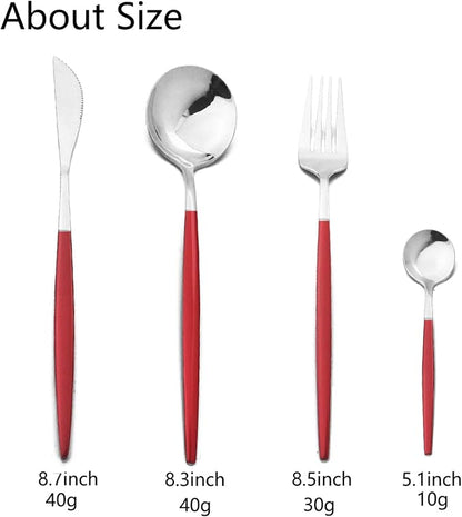 JASHII Flatware Serving Set 24 Piece, Stainless Steel Silverware Set, Modern - Image 3