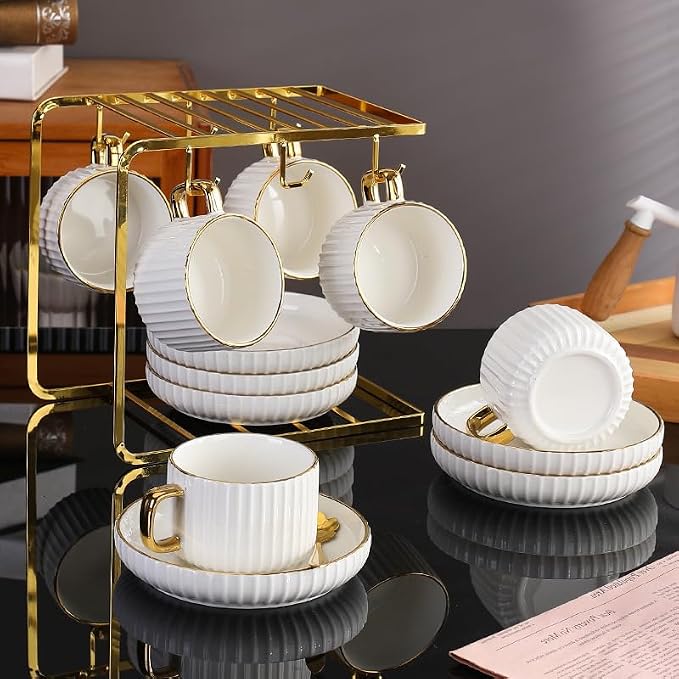 Ceramic Coffee Cup and Saucer Set - Image 3