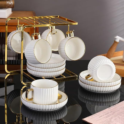 Ceramic Coffee Cup and Saucer Set - Image 3