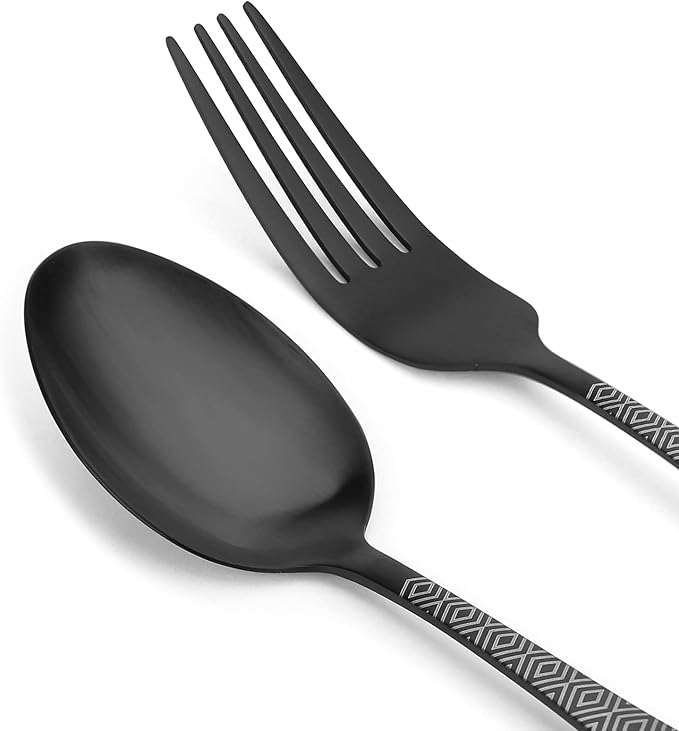 Matte Black Silverware Set, 20-Piece Stainless Steel Flatware Cutlery Set - Image 3