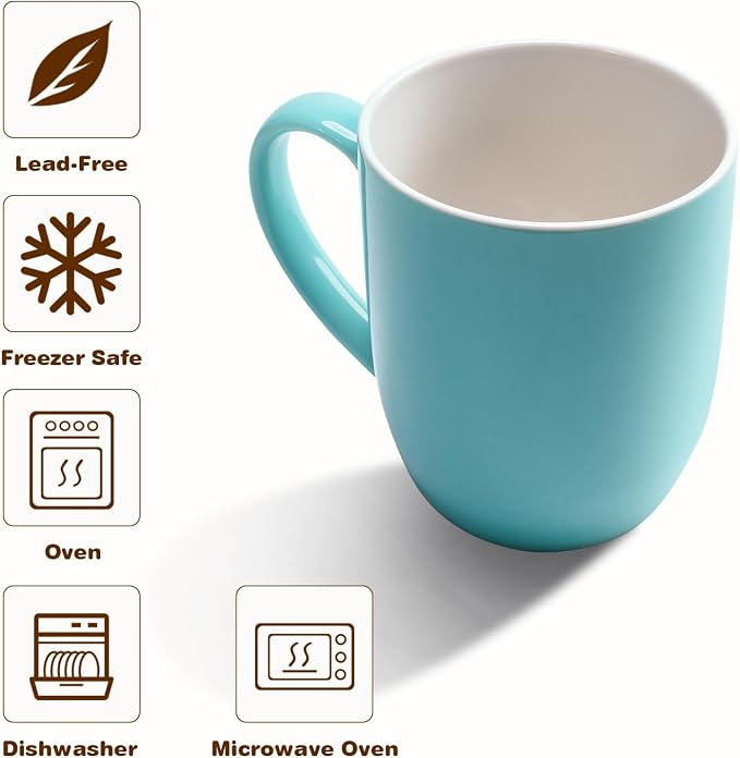 Urbanstrive 16 oz Large Coffee Mugs Set of 4 Ceramic Coffee Mug White Coffee - Image 3