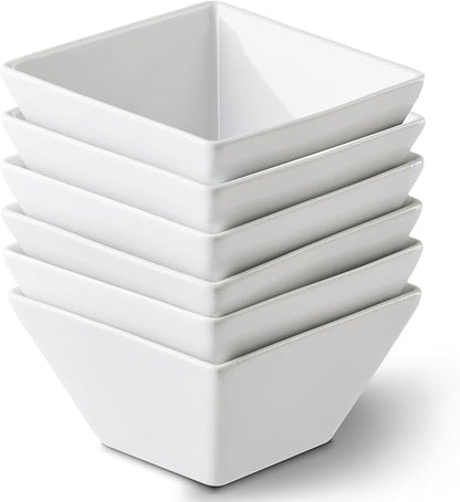 Porcelain Cereal Bowls Set of 6, 13 Oz Square Serving Bowls Set | 4.6in Classic by Unknown
