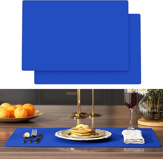 2-Pack Extra Thick Silicone Counter Mats - 24”x16” Large Heat Resistant Kitchen Countertop Protector, Non-Slip Hot Pad Trivet for Air Fryer, Hot Pots & Pans, Coffee Maker(Blue)