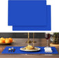 2-Pack Extra Thick Silicone Counter Mats - 24”x16” Large Heat Resistant Kitchen Countertop Protector, Non-Slip Hot Pad Trivet for Air Fryer, Hot Pots & Pans, Coffee Maker(Blue)
