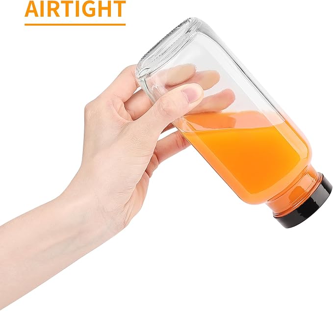 Glxgow 8 Pack 16 OZ Glass Juice Bottles - Image 4