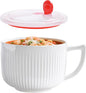 Ceramic Soup Bowl with Handle, Extra Large 38oz Ramen Bowl with Lid, Jumbo Soup by Ceramictableware