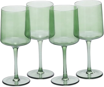 Navaris Mint Green Tinted Wine Glasses - Set of 4 - Coloured Wine Glasses with Stems - Stylish Design Glassware for Serving Wine, Cocktails, Dessert