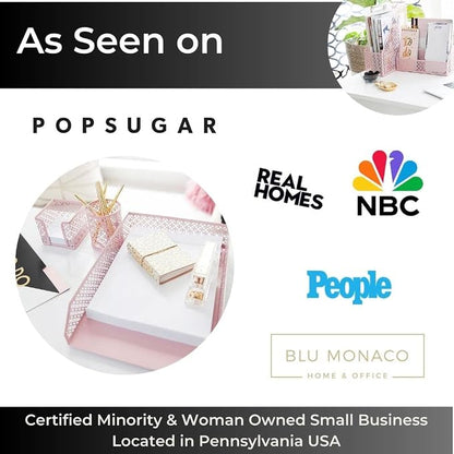 BLU MONACO Pink Desk Organizer Set | 6-Piece Metal Desktop Accessories | Mail - Image 5