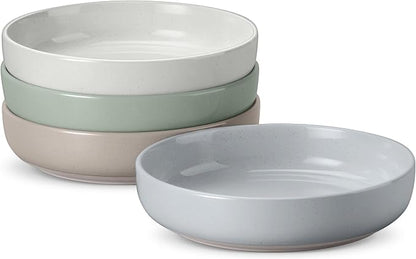 LIANYU Pasta Salad Bowls Set, 33oz Wide and Shallow Serving Bowls Set of 4 by LIANYU