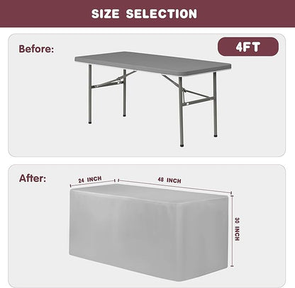 HolidayIdeas 2 Pack Fitted Table Clothes - 48 x 24 Inch - Silver Rectangle Tablecloths for 4 Foot Tables, Polyester Fabric Tablecloth for Parties, Birthday, Baby Shower, Trade Show, Wedding
