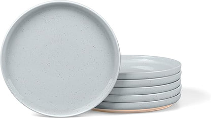 LIANYU 6Pcs Stoneware Dinner Plates, 7.75 Inch Small Porcelain Salad Plate Set, Kitchen Ceramic Serving Dishes Set for Dining, Microwave, Oven & Dishwasher Safe, Scratch Resistant, Glacier Gray
