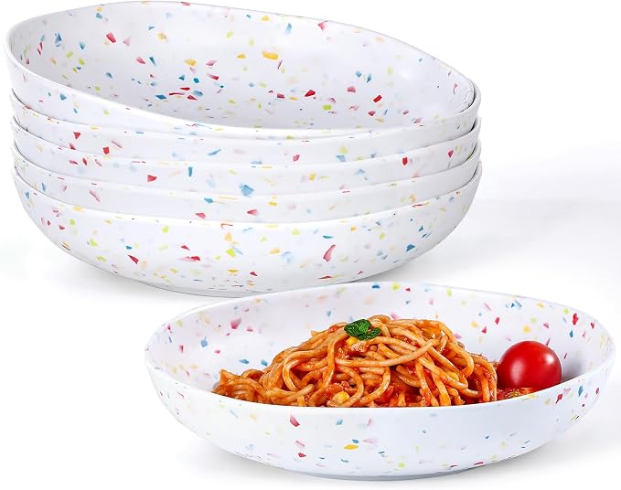 Melamine Bowls Set, 9” Large Pasta Bowl Salad Bowl, Lightweight Unbreakable by ZAROCRUS