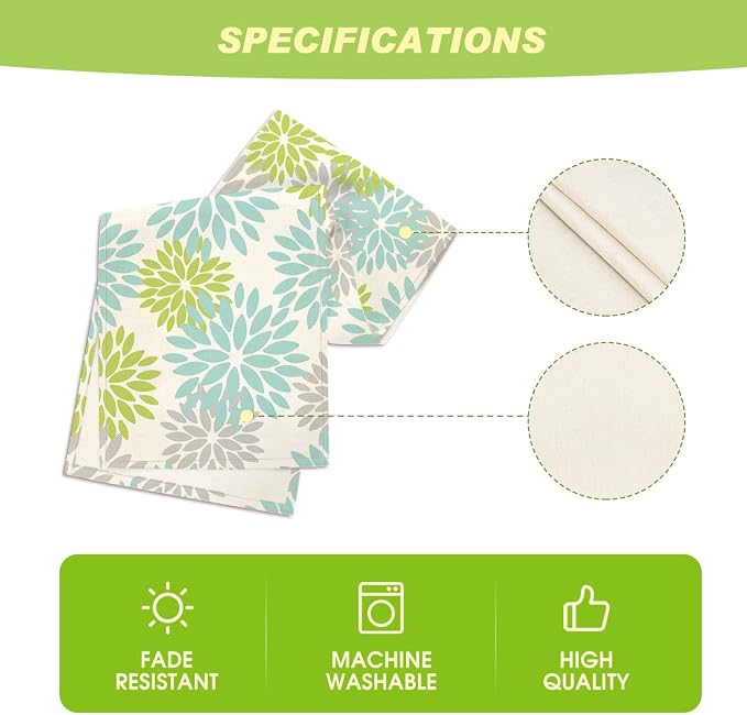 Artoid Mode Green Dahlia Floral Pinnata Summer Table Runner, Spring Kitchen - Image 5