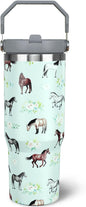 30 oz Horse Tumbler with Handle and Flip Straw, Vacuum Insulated Water Bottle by awufncksn