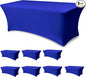 Table Cover for 6 Foot Rectangle Tables-8 Pack Royal Blue Fitted Stretch Tablecloth-Spandex 6ft Folding Tablecloths for Party, Vendor Booth Display, Banquet Buffet Event, Craft Trade Show