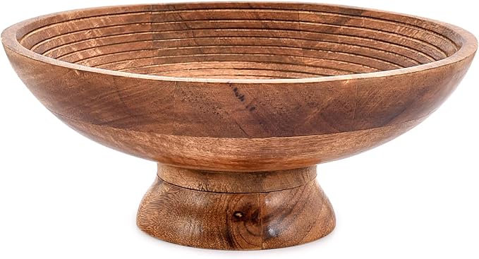 FRUIT BOWL Mango Wood Round Shaped Serving Bowl by NIRMAN