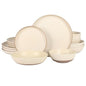 Gibson Elite Laguna Bliss 16 Piece Stoneware Reactive Glaze (Service for 4) Ceramic Plates and Bowls Dinnerware Set - Matte Cream White W/Terracotta Bottom