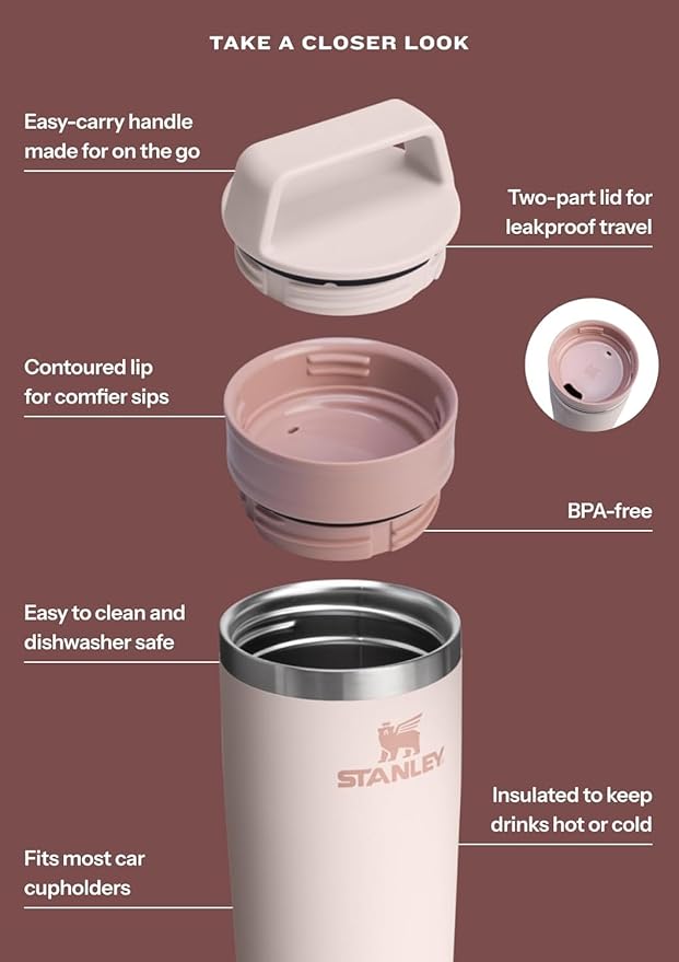 STANLEY Cafe To Go Travel Mug 20 oz | Leakproof Two-Part Drink Through Lid | - Image 6