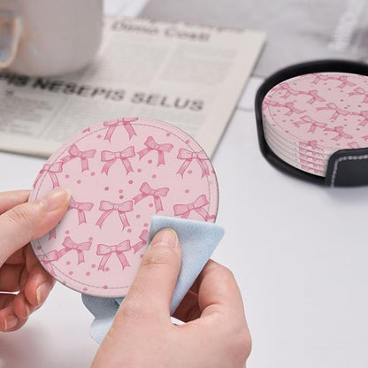 Cute Pink Bow Dot Coasters for Drinks, Drink Coaster - Image 5
