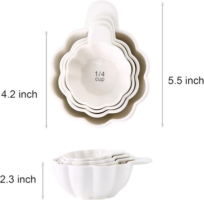 Pumpkin Ceramic Measuring Cups, 4-Piece Set, ⅓ & ¼ Cup Sizes, Baking & Cooking - Image 2