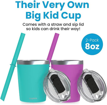 CUPKIN Cups with Lids and Straws, The Original 8 oz Stackable Stainless Steel - Image 2