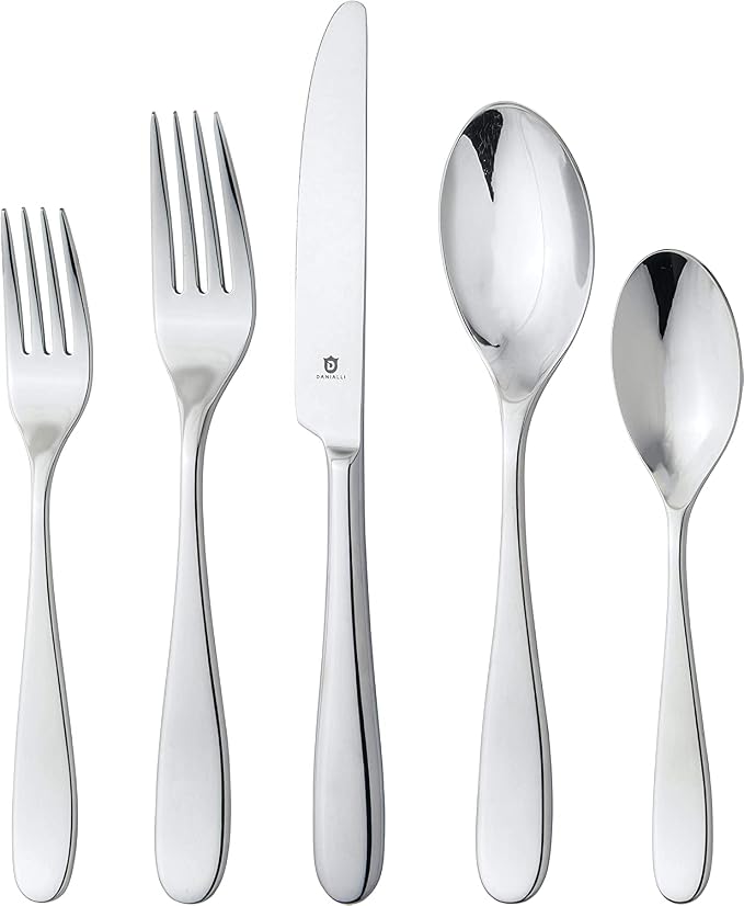 Silverware Set for 16 – 18/10 Stainless Steel Flatware, Mirror Finish, by DANIALLI