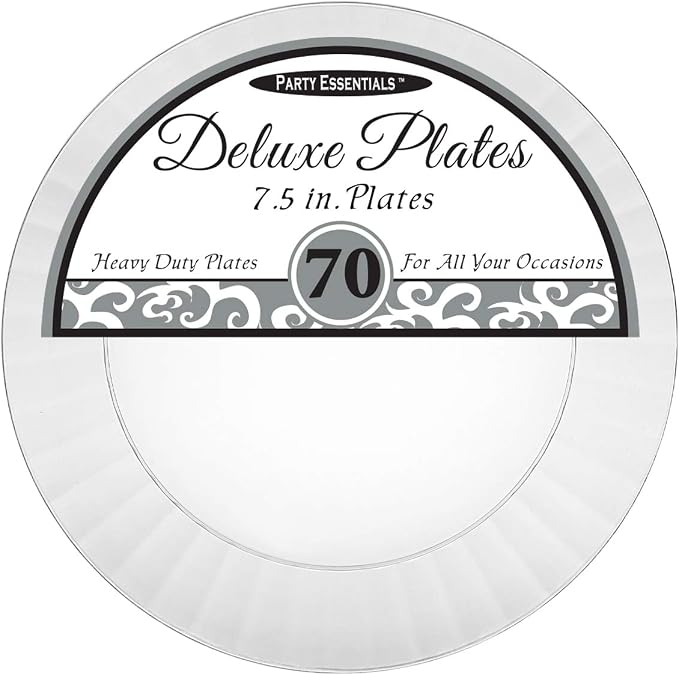 Party Essentials Deluxe Quality Hard Plastic 70 Count Round Party/Salad Plates - Image 2
