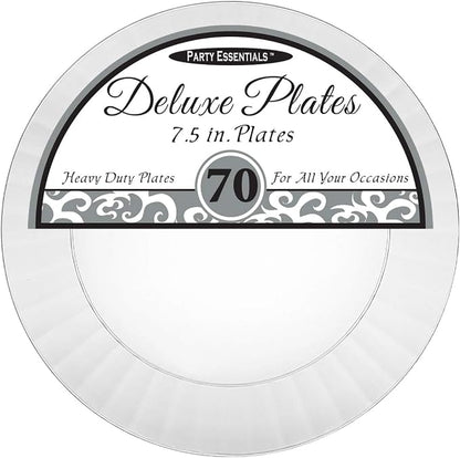 Party Essentials Deluxe Quality Hard Plastic 70 Count Round Party/Salad Plates - Image 2