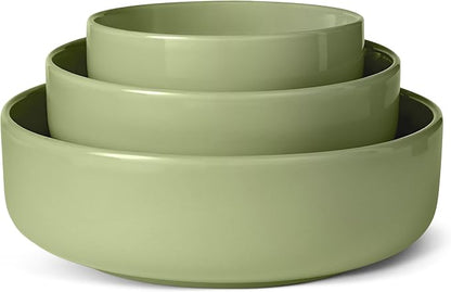 Amazon Basics Glazed Stoneware Serving Bowls, 3-Piece Set, Dishwasher-Safe by AmazonBasics