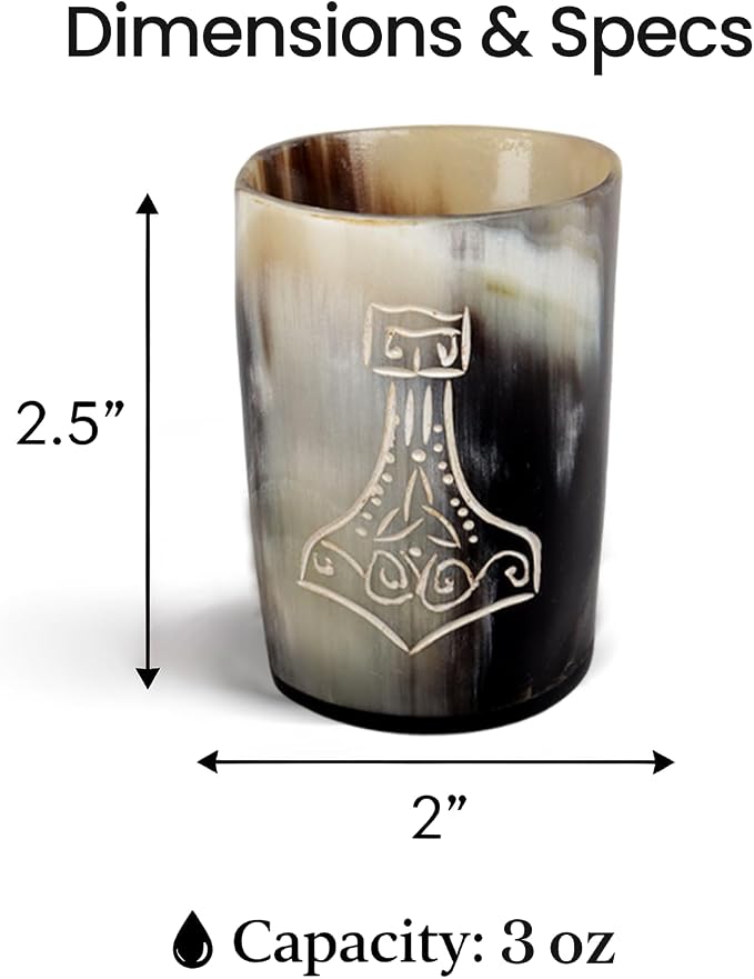 Handicrafts Home Viking Horn Shot Glasses Set of 4, Handmade Natural Ox Horn - Image 6